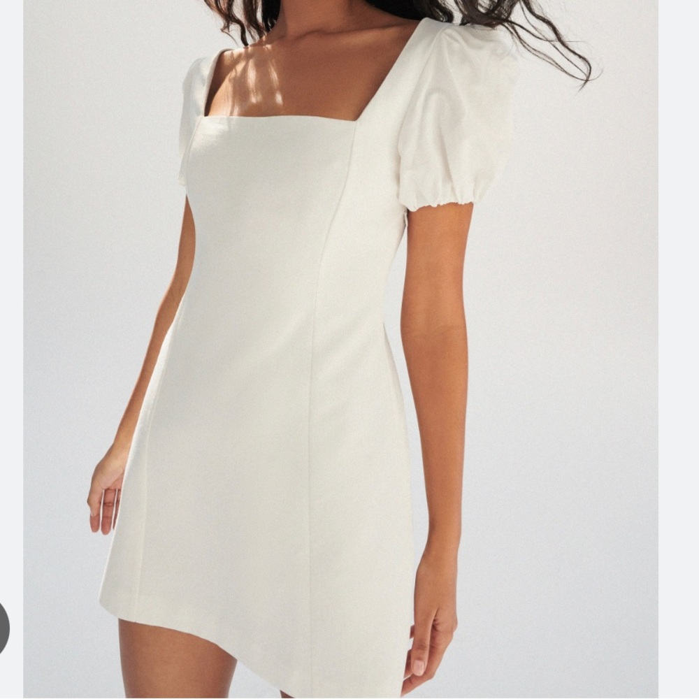 Zara puff sleeve white dress